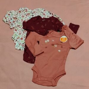 Carter's Floral and Solid Bodysuit Set For Newborns
